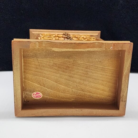 Wooden Musical Jewelry Box Onate Carved Drawers VTG 9.25" High by Royal Sealy - Picture 9 of 12
